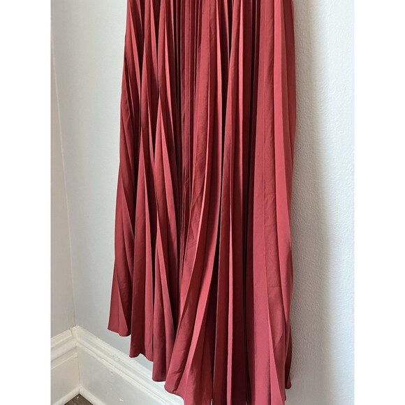 Anthro Midi Dress Pleated Chiffon Rust Orange Sweetheart Bodice XS 4/6 Chic Prom - Picture 12 of 14